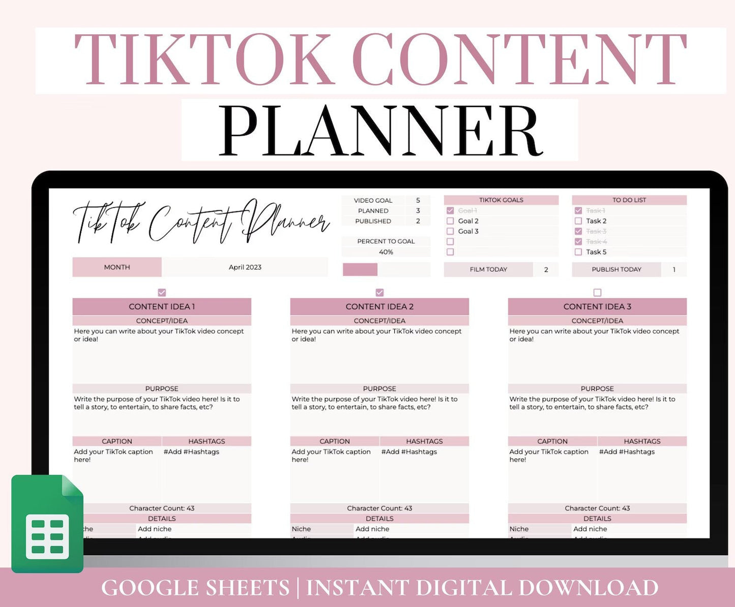 📅 Monthly content plan for TikTok (personalized)